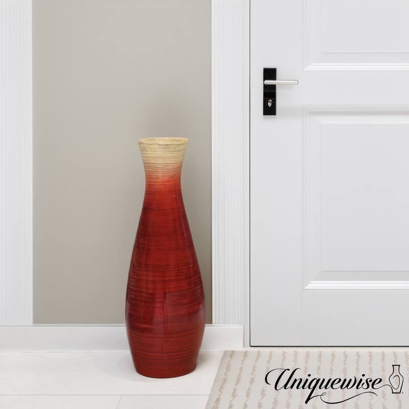 Uniquewise Classic Bamboo Floor Vase Handmade, For Dining, Living Room, Entryway, Fill Up With Dried Branches Or Flowers