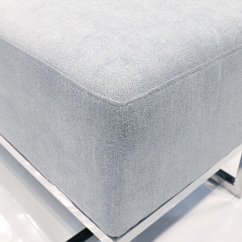 Pasargad Home Luxe Upholstered Stainless Steel Bench - W48"xD16.5"xH17.6"