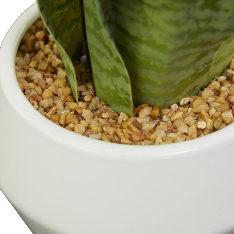 Faux Foliage Artificial Plant with Realistic Leaves and White Porcelain Pot - Green - Roche River Decor