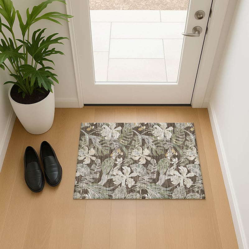 Premium Washable Super Soft Tropical Paradise Mayfield Rug - Brown - 1'8" x 2'6"