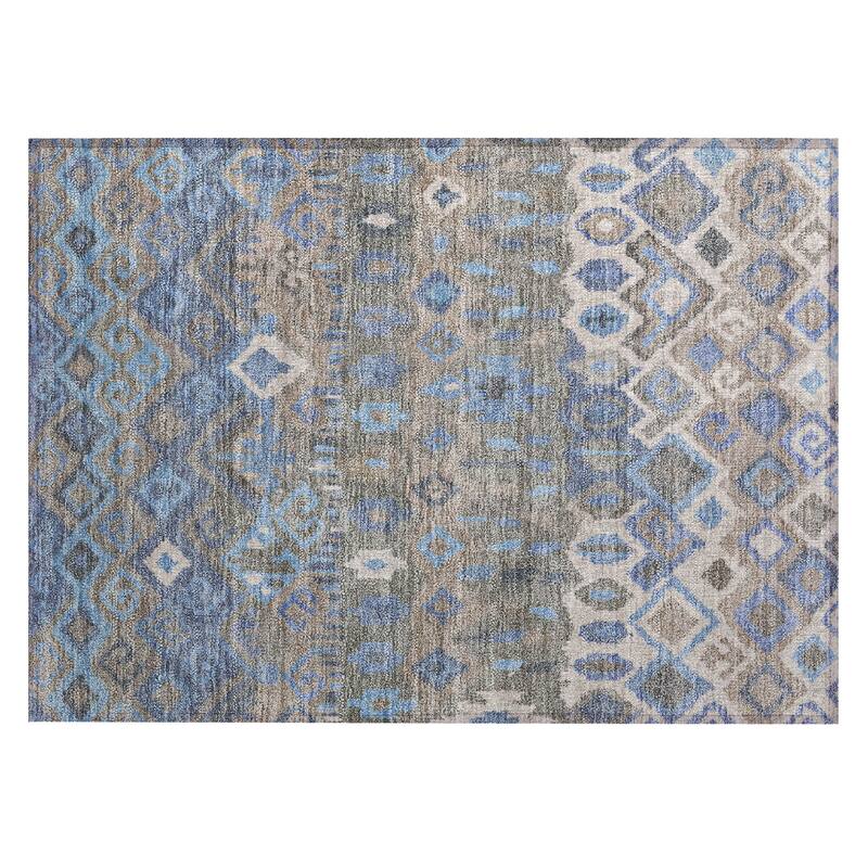 Machine Washable Indoor/ Outdoor Boho Moroccan Chantille Rug