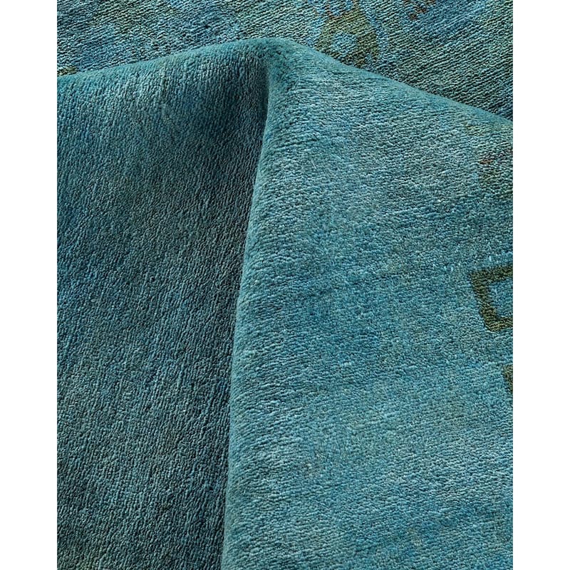 Overdyed, One-of-a-Kind Hand-Knotted Area Rug - Blueish - 12' 1" x 15' 2"
