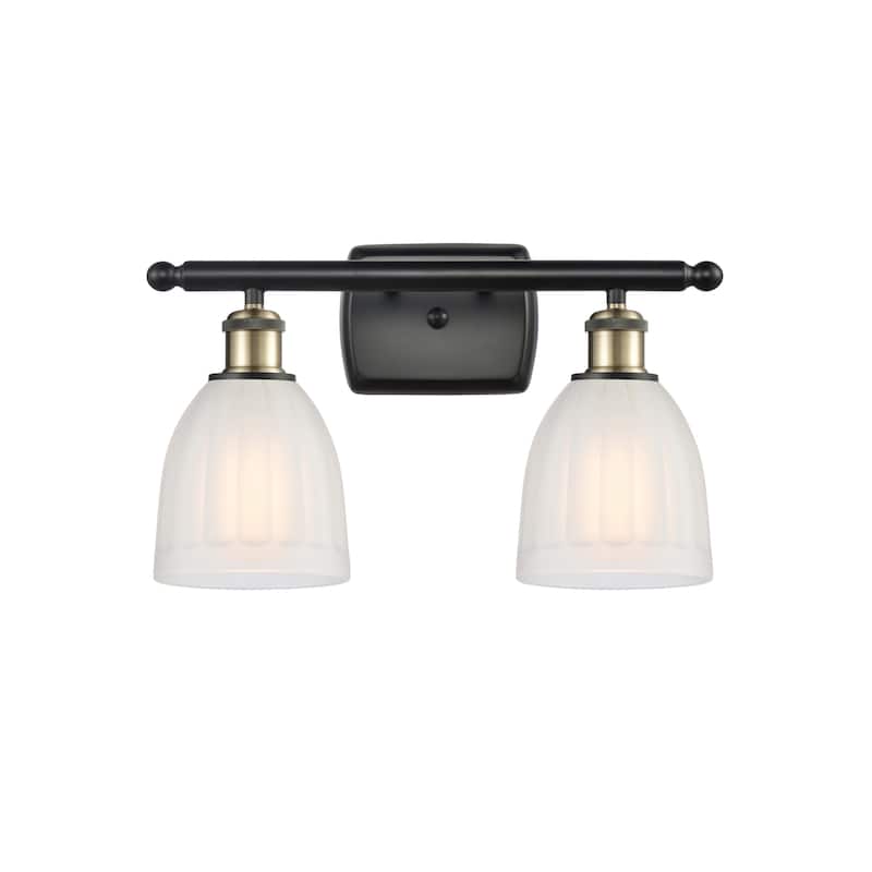 Innovations Lighting Brookfield 2 Light 16" Wide Bathroom Vanity Light - Black Antique Brass / White