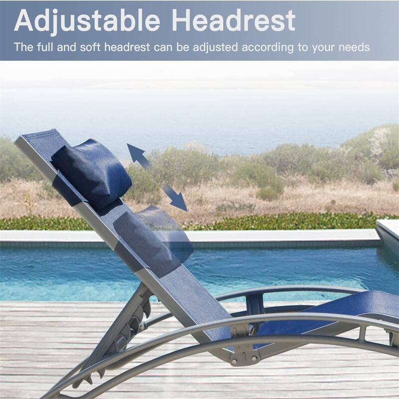 Outdoor Chaise Lounge Set of 2 Patio Recliner Chairs with Adjustable Backrest