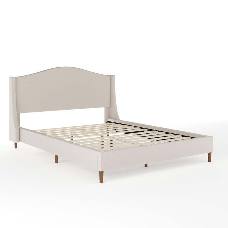 Martha Stewart Upholstered Platform Bed with Curved Headboard