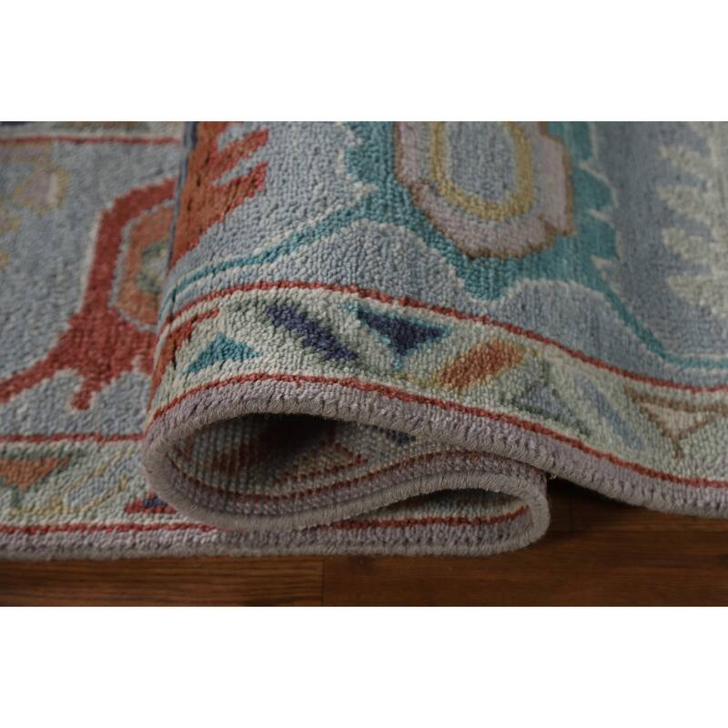 All-Over Floral Oushak Living Room Area Rug Handmade Wool Carpet - 7'10"x 9'8"