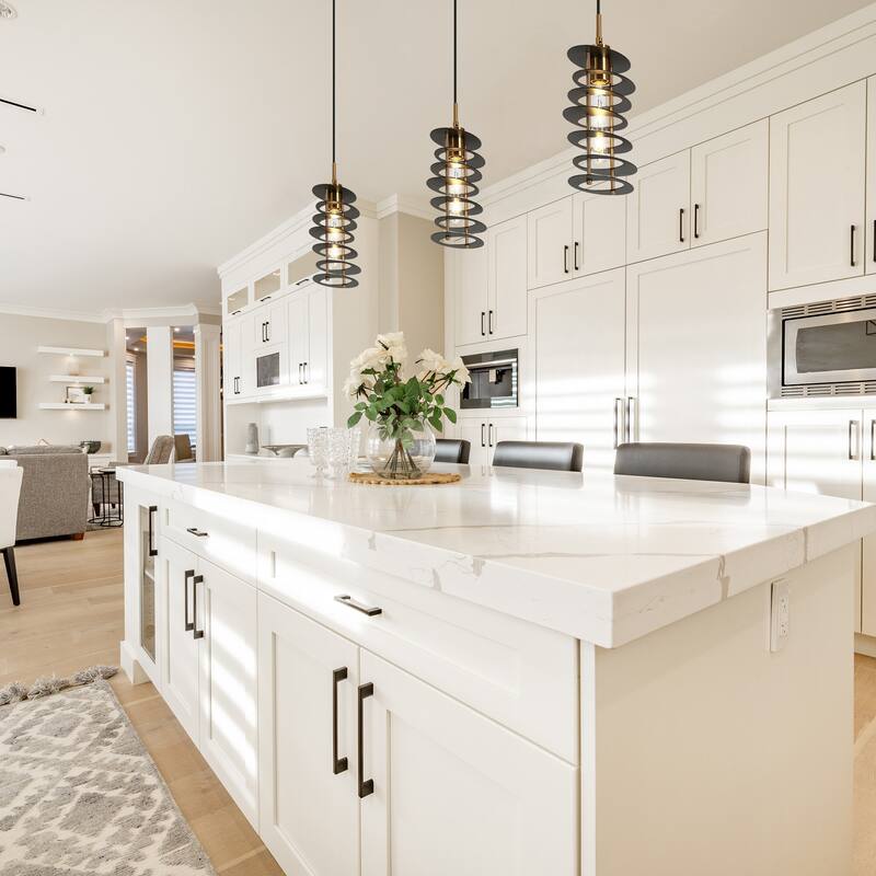 Modern 1-Light Pendant Lights Black Gold Foyer Kitchen Island Lights - Black&Brass - D9"xH14.1"