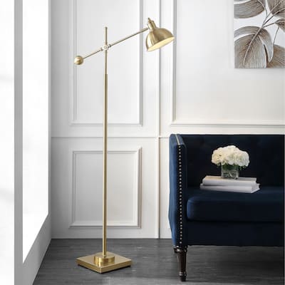 SAFAVIEH Kerly Floor Lamp - 26" x 9.8" x 58.5-62" - Brass Gold - 26Wx10Dx62H