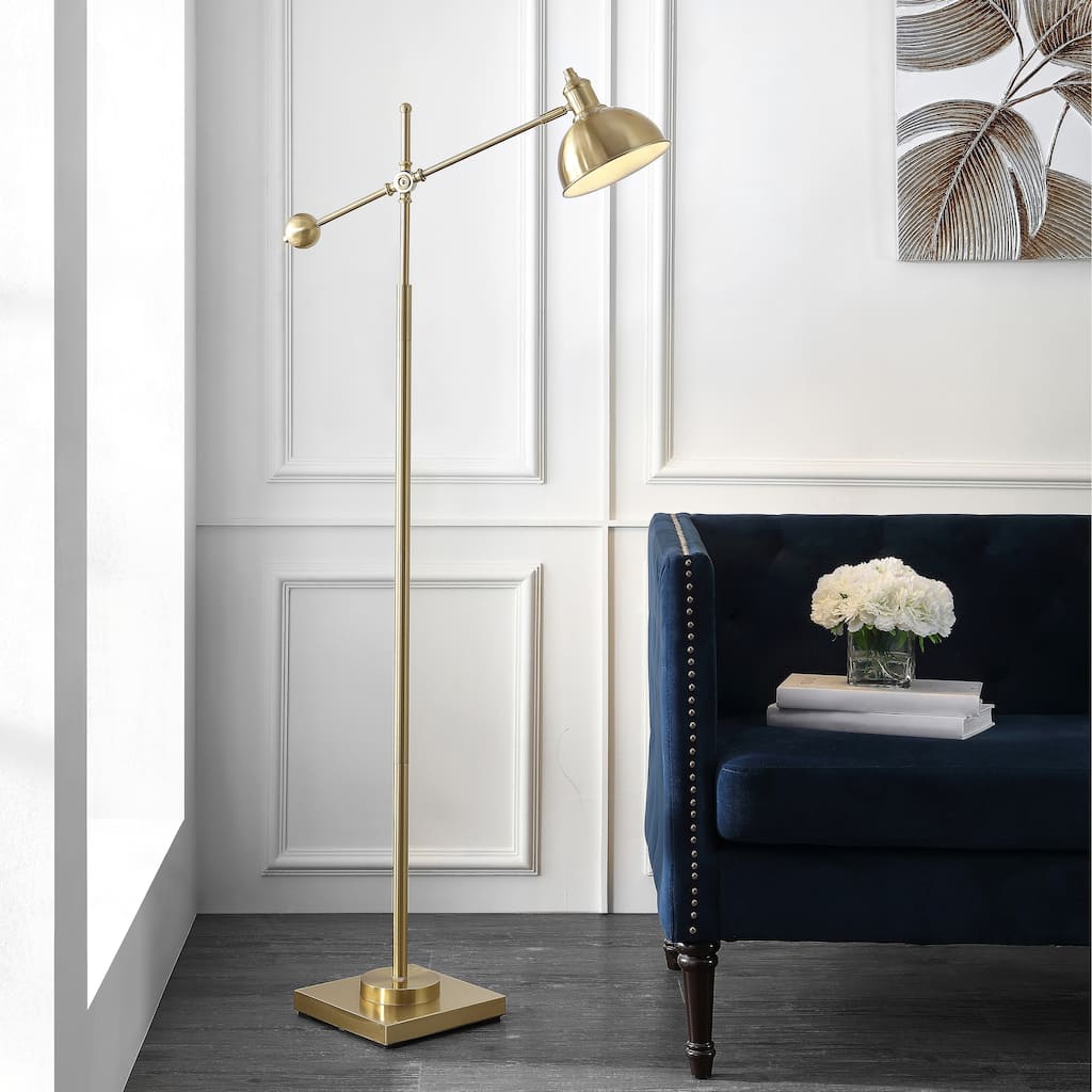 SAFAVIEH Kerly Floor Lamp - 26" x 9.8" x 58.5-62" - Brass Gold - 26Wx10Dx62H
