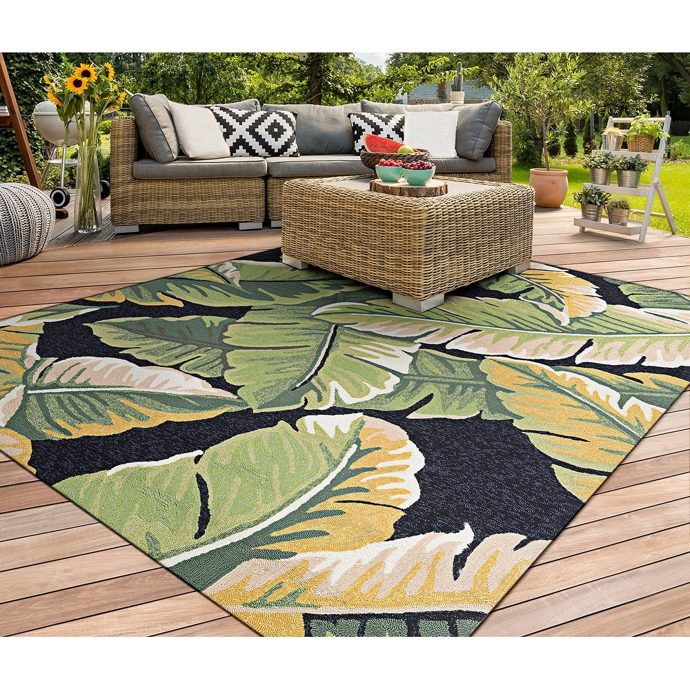 Paco Home Tropical Outdoor Rug Palm Tree & Jungle Design Flatweave 2' x  3'3 - green