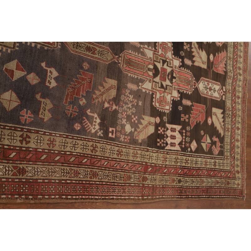 Meshkin Persian Vintage Runner Rug Handmade Wool Carpet - 4'3" x 9'5"