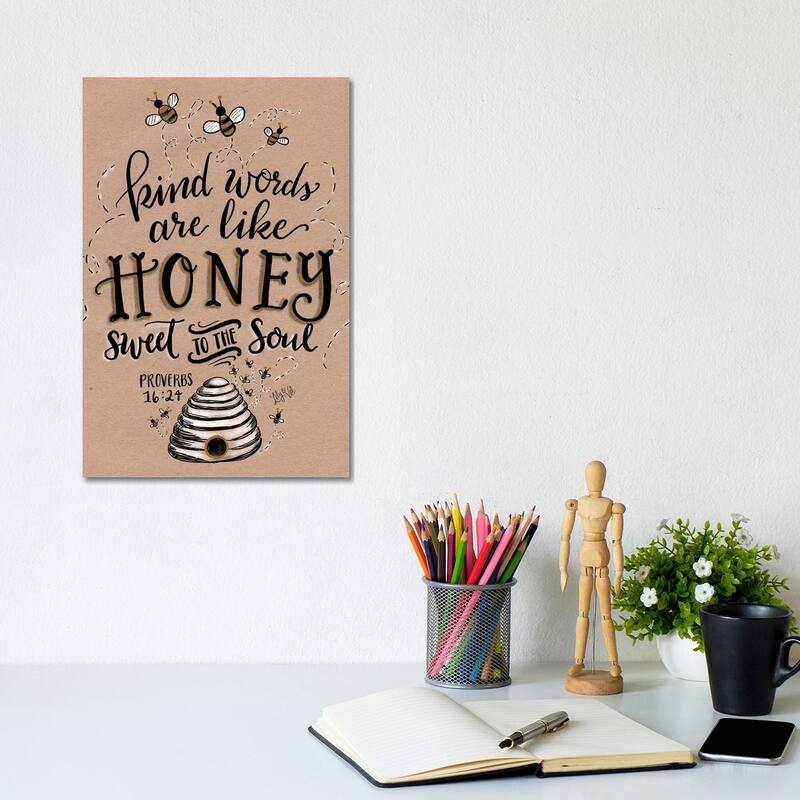 iCanvas "Kraft - Kind Words Are Like Honey" by Lily & Val Canvas Print - 12x8x0.75