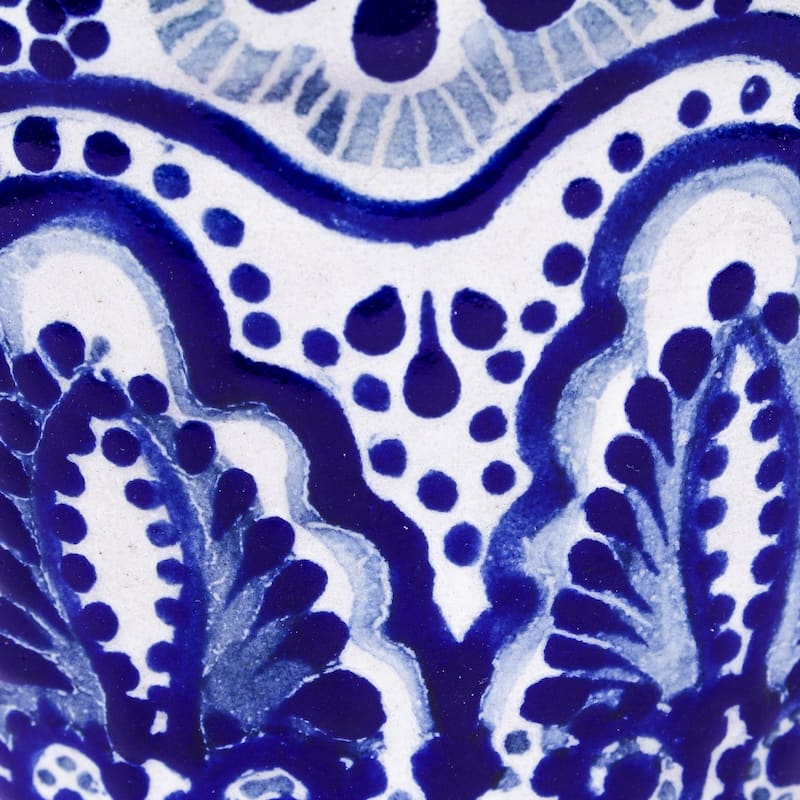 Novica Handmade Cobalt Plume Ceramic Flower Pot