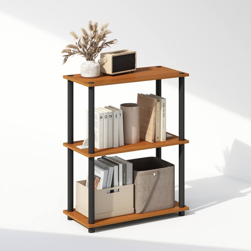 23.6 in. Tall Cherry Wood 3-Shelf Bookcase