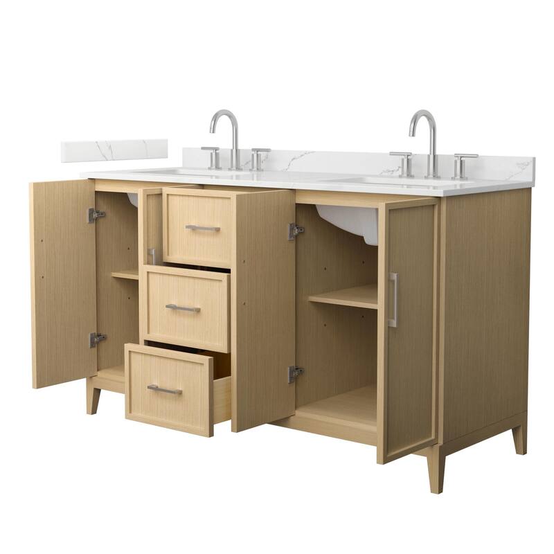 Elan 60-inch Double Vanity, 3 Hole Quartz Top