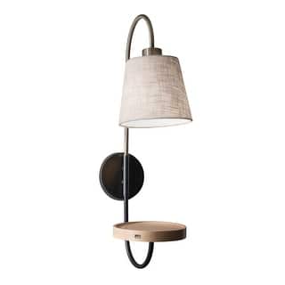 Adesso Jeffrey Black and Antique Brass Wall Lamp Wall Light, with USB Port