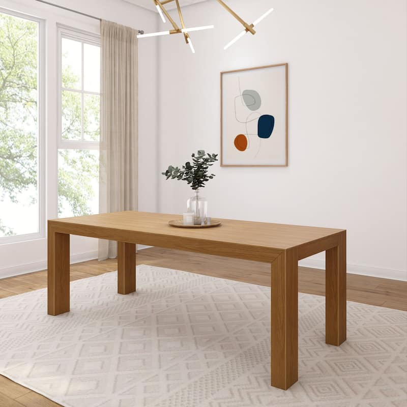 Plank and Beam Modern Solid Wood Dining Table - 84" - Pecan Wirebrush