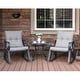 preview thumbnail 8 of 14, COSIEST 3-piece Outdoor Rocking Chair Chat Set with Side Table