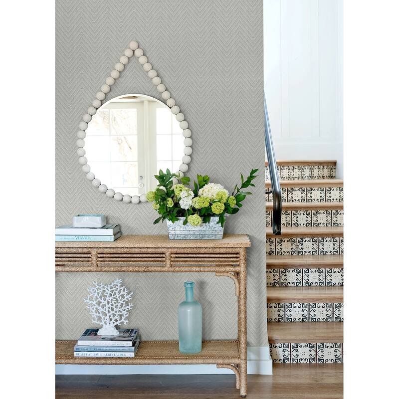 A-Street Prints Glynn Light Grey Chevron Wallpaper