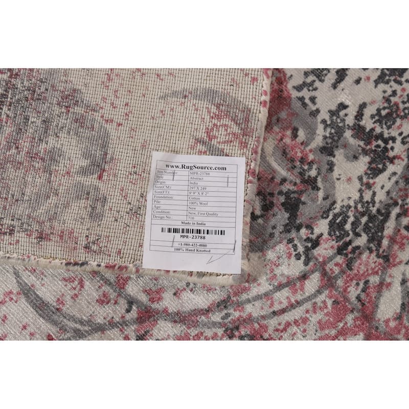Modern Abstract Indian Rug Hand-Knotted Wool Carpet - 8'2"x 9'9"