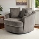 preview thumbnail 3 of 64, Oversized 43" W Plush Corduroy Recessed Arm Swivel Barrel Chair