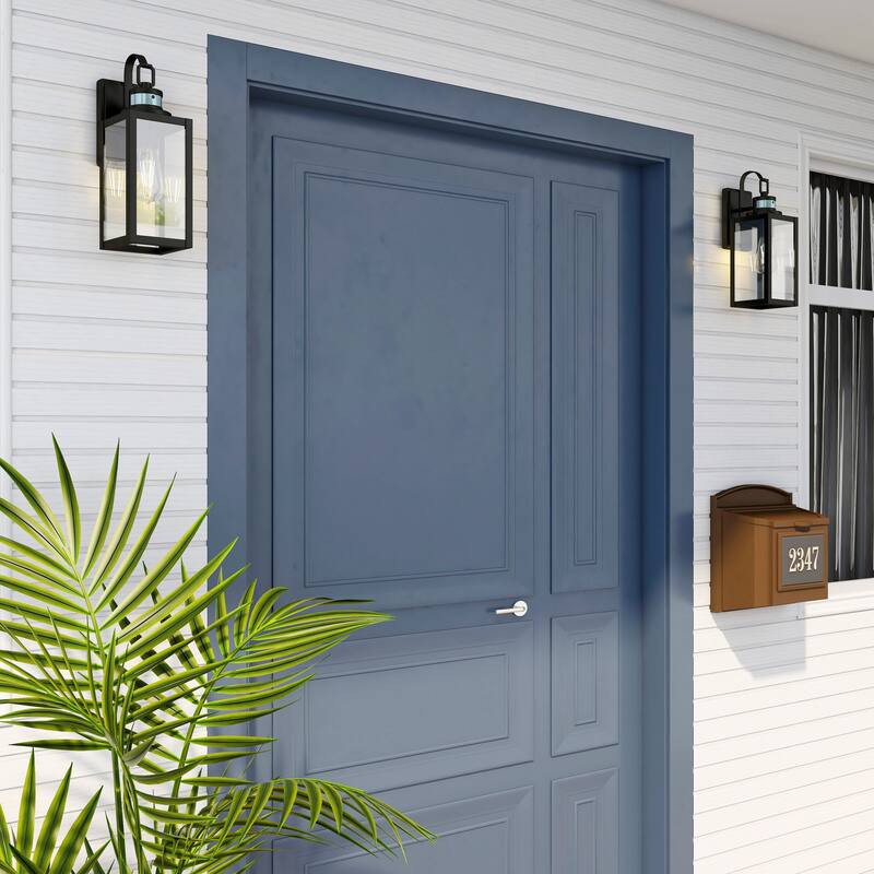 2 Pack 1-Light Motion Sensor Outdoor Wall Light - Matte Black