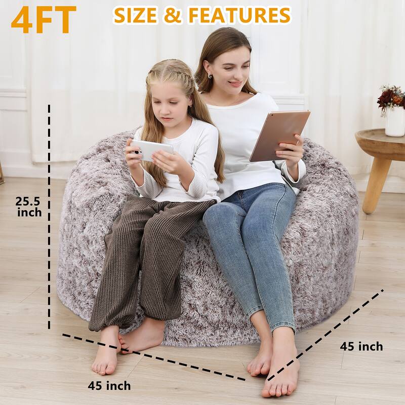 Fluffy Bean Bag Covers Only, Soft PV Velvet Bean Bag Chair Cover for Living Room Bedroom, No Filling