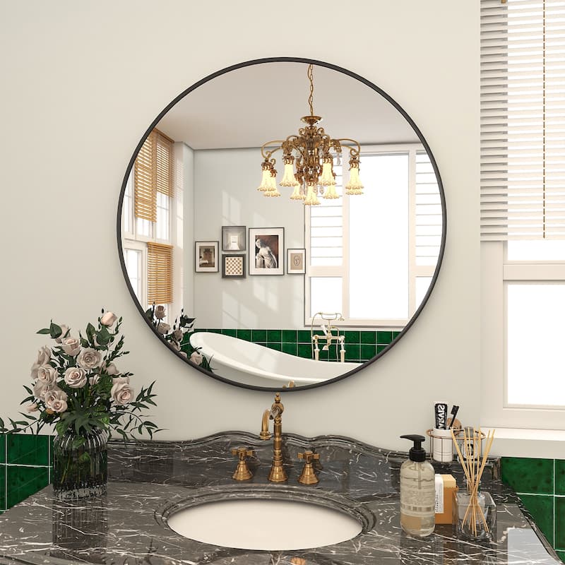 Round Wall Mirror Bathroom Metal Frame Vanity Mirror