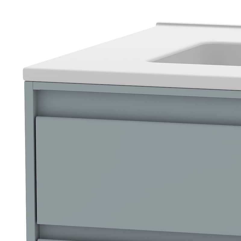 Moasis 31 Inch Gray Bathroom Vanity with Motion Sensor Light and Ample Storage