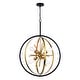 preview thumbnail 7 of 8, Estelle 26.75-in Brass and Black Mid Century Modern 6 Light Globe Sputnik Hanging Ceiling Pendant Chandelier