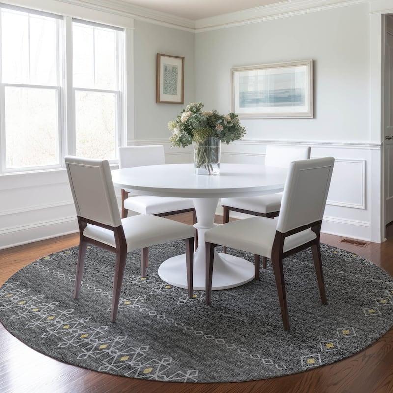Premium Washable Super Soft Boho Medallion Mayfield Rug - Gray - 8' x 8' - Round