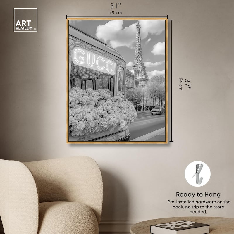 Dreamy Fashion Bus Noir Canvas by Art Remedy