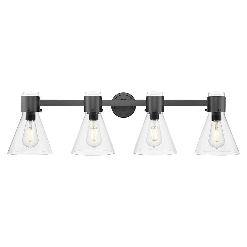 Innovations Lighting 464-4W-G464C-7CL Lawton Cone 4 Light 34" Wide - Matte Black