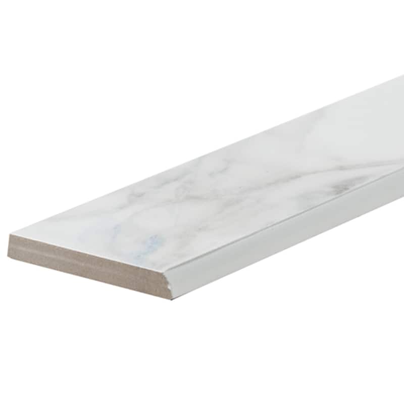 Minerva 2x13 Grey Matte Marble Look Ceramic Bullnose Tile Trim - 2 x 13 - 1 Piece