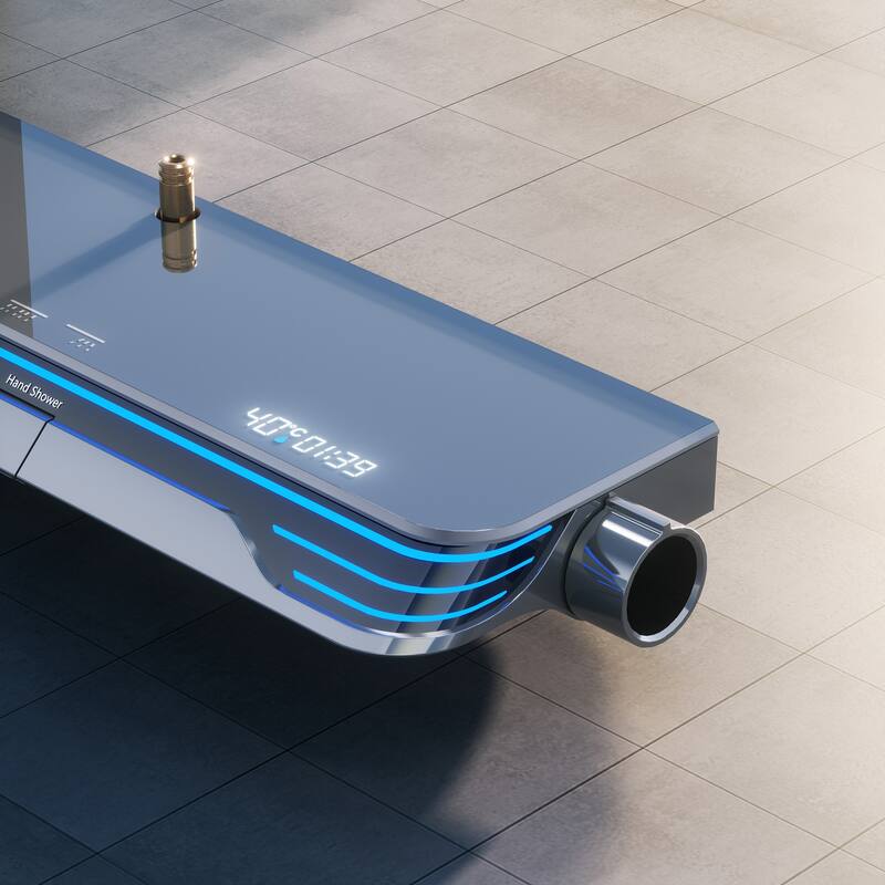 Exposed Tub and Shower Faucet with Hand Shower Brass Thermostatic Brass Wall Mount Complete Shower System with Waist Massage