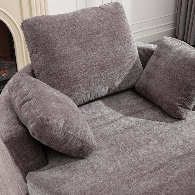 Oversized Round 360° Swivel Lounge Chair with 3 Pillows and 450lb Capacity