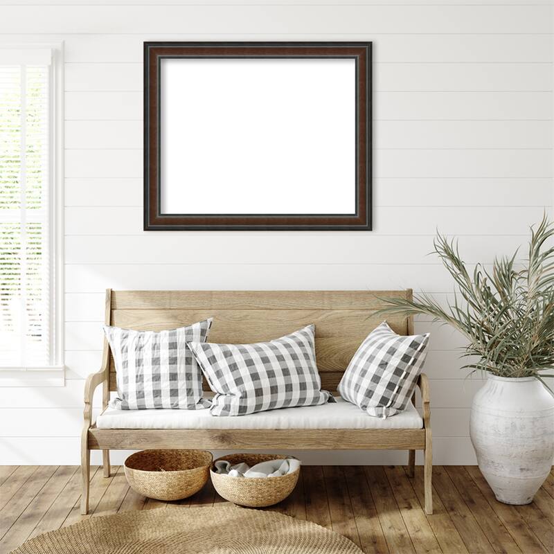 Amanti Art Cyprus Walnut Framed Dry Erase Magnetic Board