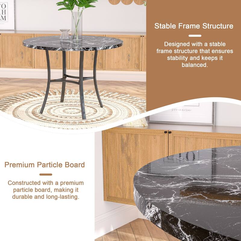 VECELO 36 Inch Round Dining Table for 4 with 400lbs Capacity Sturdy Curved Legs for Kitchen & Dining Room