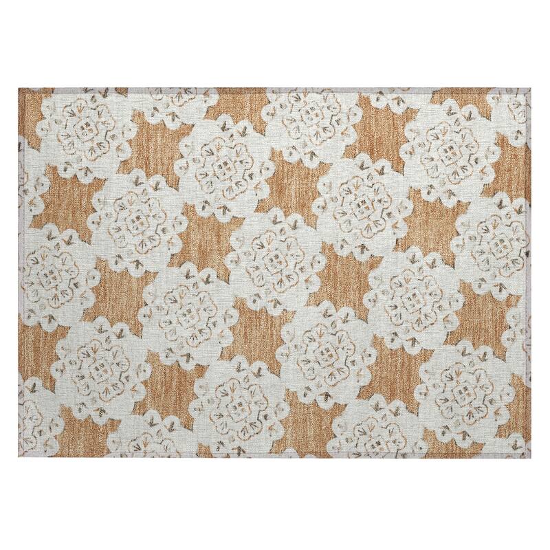 Machine Washable Indoor/ Outdoor Global Motif Chantille Rug