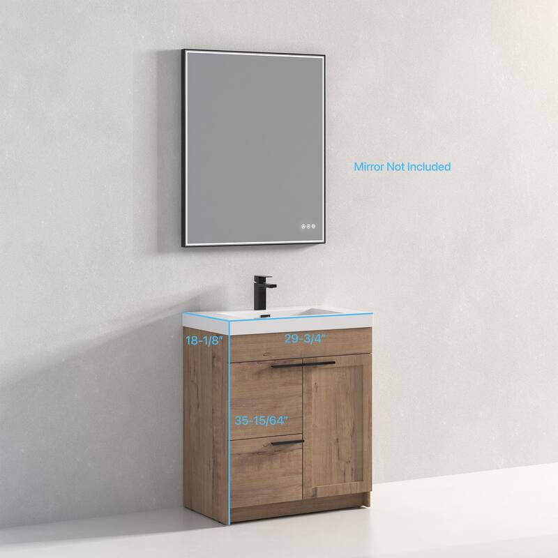 Blossom Hanover 30 Inch Bathroom Vanity with Topmount Acrylic Sink