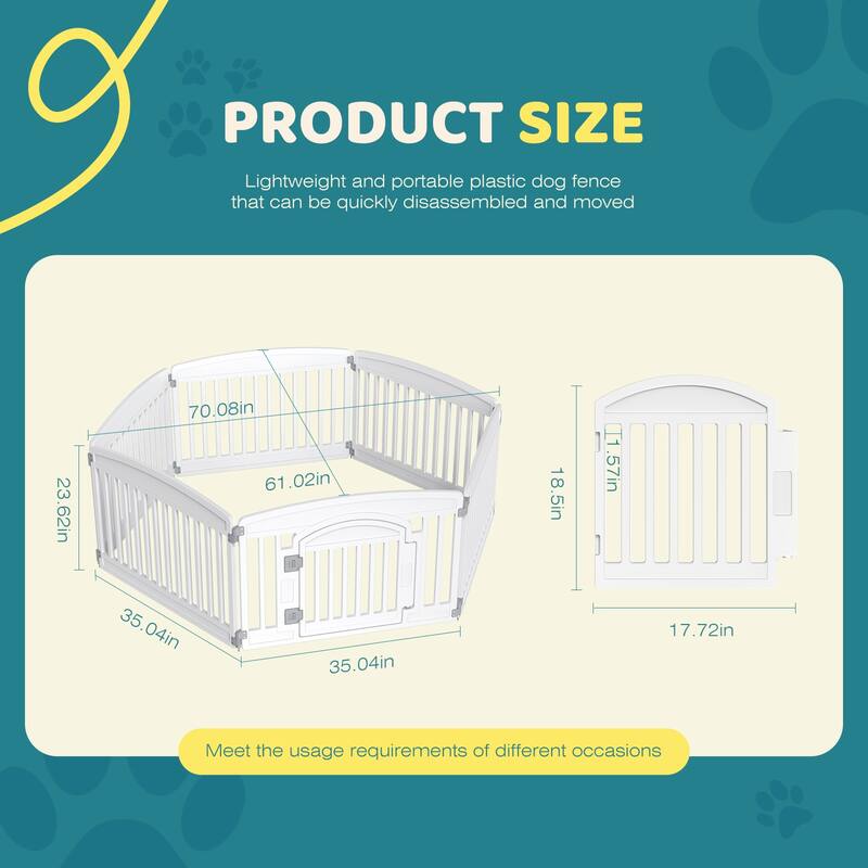 24-Inch Plastic Pet Playpen with Locking Door, Foldable Dog Fence for Indoor and Outdoor Use