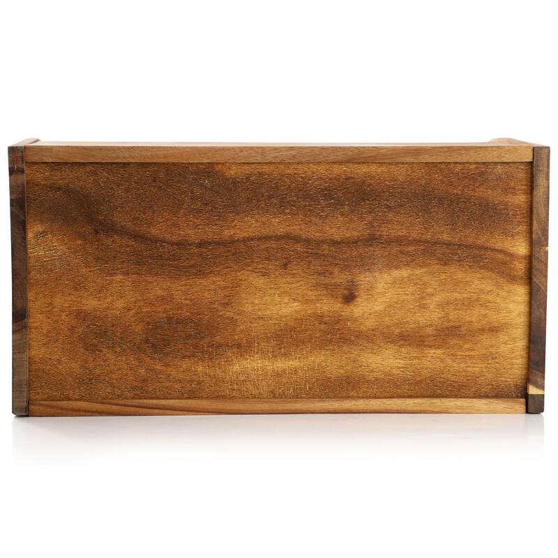 MegaChef Acacia Wood Bread Box with Sliding Plastic Lid