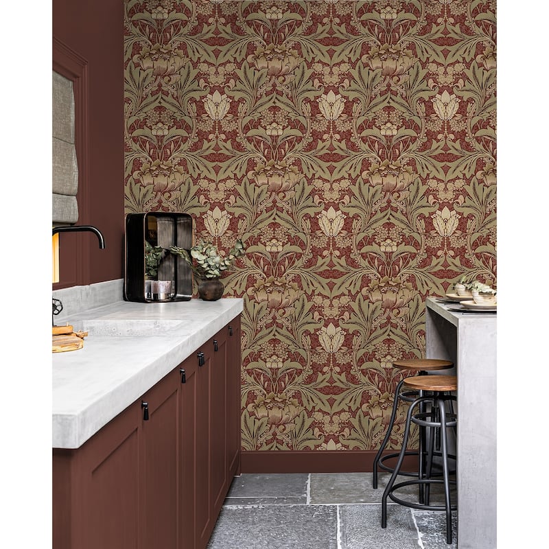 NextWall Acanthus Floral Peel and Stick Wallpaper