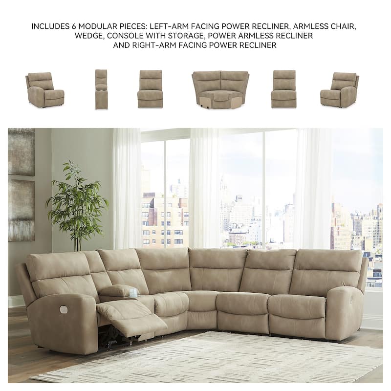 Signature Design by Ashley Next-Gen DuraPella 6-Piece Power Reclining Sectional - 119.5"W x 104.5"D x 42"H