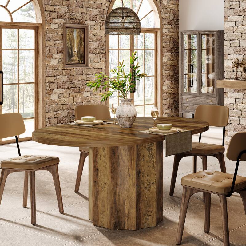 Farmhouse Dining Table, Oval Kitchen Table for Living/Dinner Room
