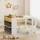preview thumbnail 10 of 15, Qaba Kids Desk and Chair Set with Paper Roll, Kids Art Table and Chairs Set with Storage Shelves, Activity Craft Table