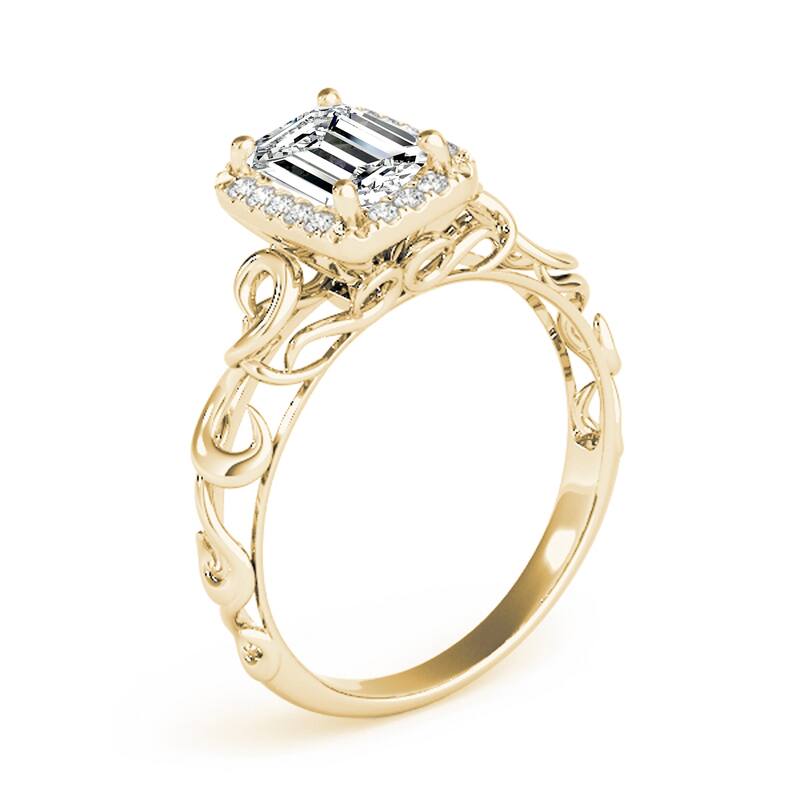 Auriya 14k Yellow Gold Lab Grown Emerald Diamond Halo Engagement Ring 0.50 to 5.00 ct. tw. (F-G VS)