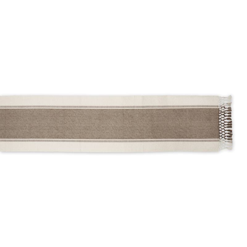DII Dobby Striped Fringe Ribbed Table Runner