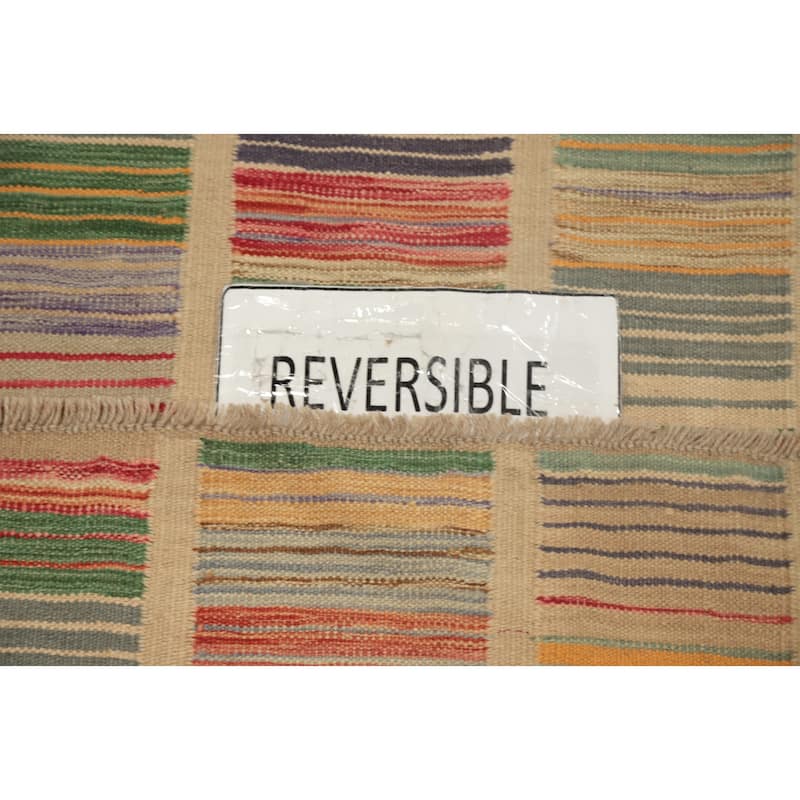 Hand Woven Oriental 100% Wool Carpet Southwestern Geometric Multi-Colored Kilim Runner Rug - 6' 2'' X 2' 1''