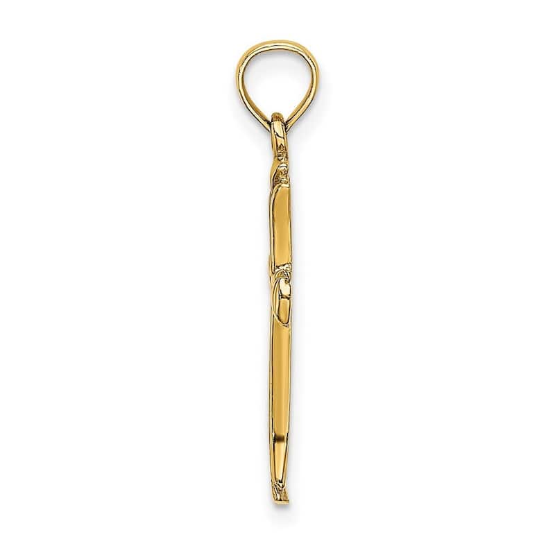 Curata 14k Yellow Gold Triangle-tip Polished Cut-out Cross Necklace 16mm x 24.5mm